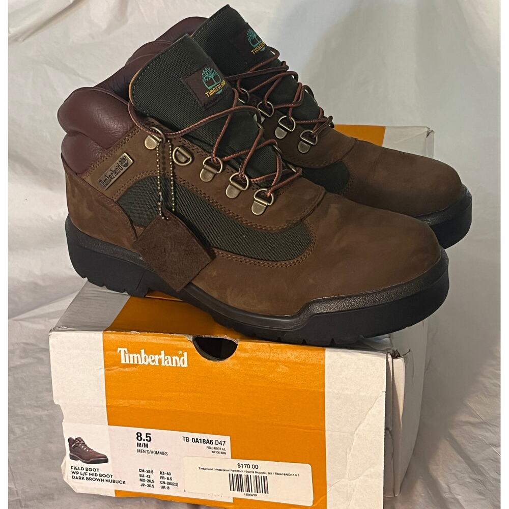 Timberland Field Boots Beef Broccoli Waterproof A18A6 Brown Men's 8.5 with Box